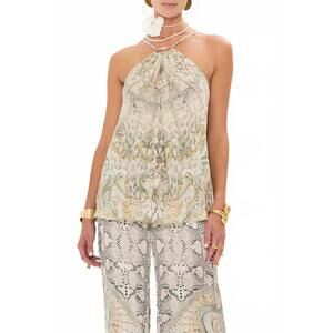 NEW CAMILLA gather neck hardware top in ivory tower tales